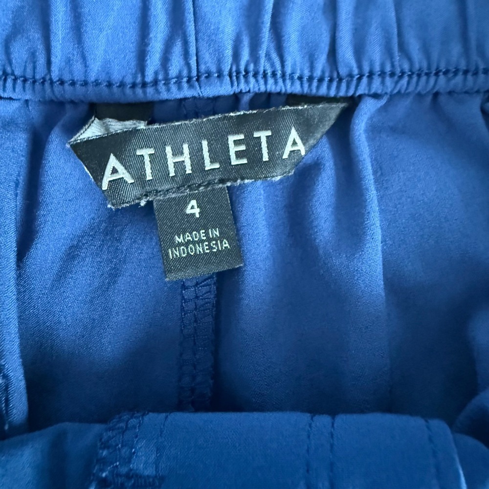 Athleta Skyline Paper Bag High Waisted Blue Pants Size 4 - Picture 7 of 10